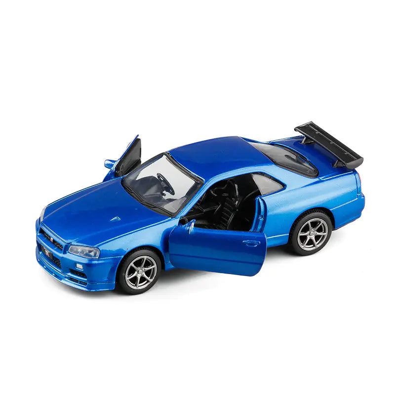 R34 Alloy Car Model - Metal Simulation Toy Car