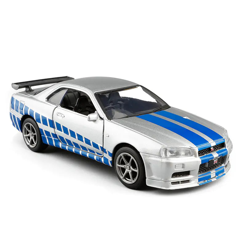 R34 Alloy Car Model - Metal Simulation Toy Car