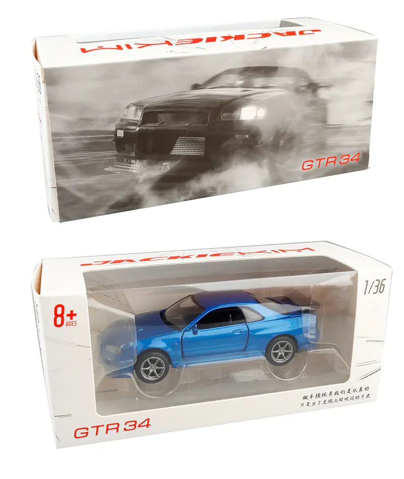 R34 Alloy Car Model - Metal Simulation Toy Car