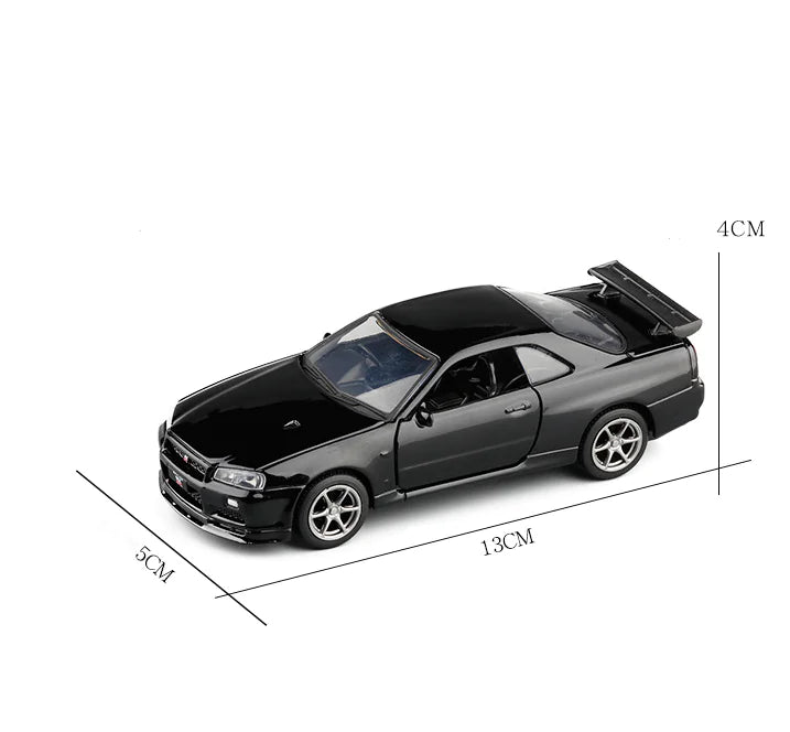 R34 Alloy Car Model - Metal Simulation Toy Car